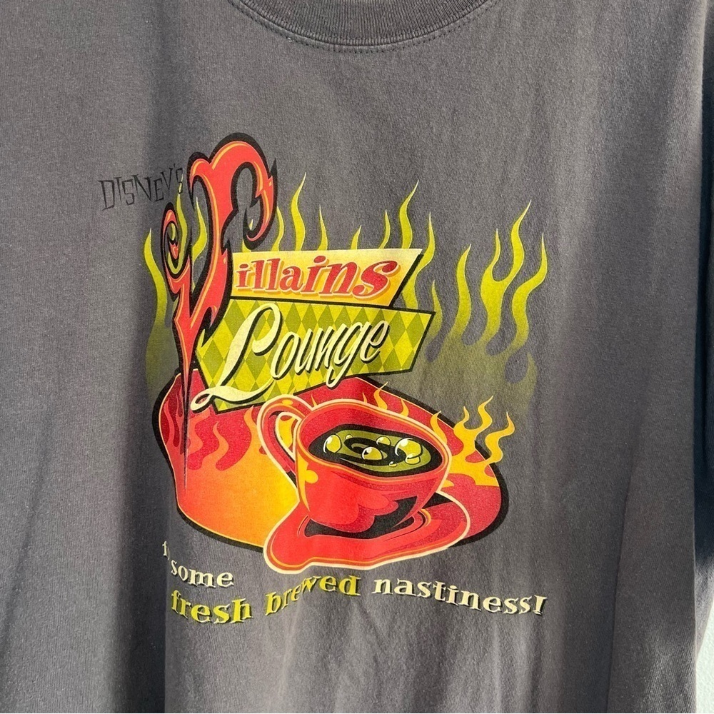 Disney Villains Lounge T-Shirt Sz XL Gray Unique Tee WDW Fresh Brewed Nasty - Picture 2 of 10